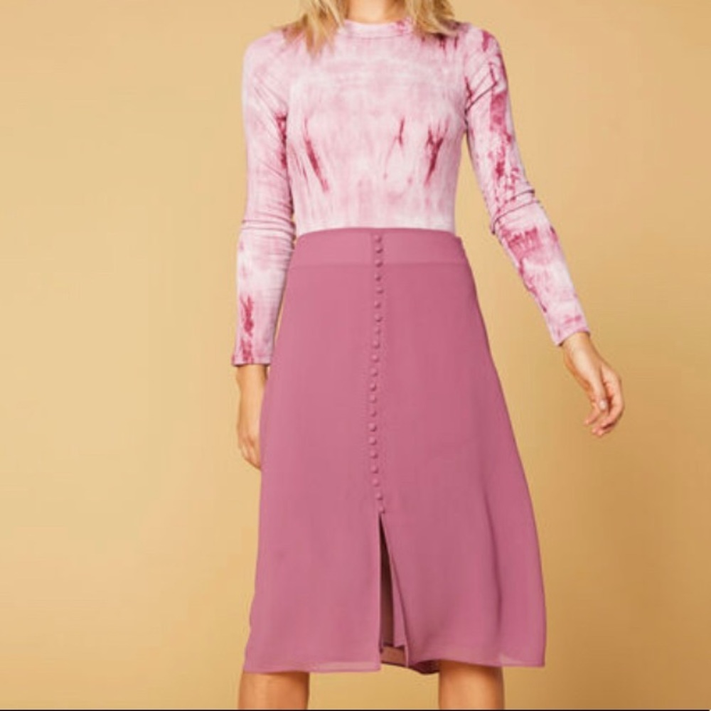 West of Melrose Makin’ Me Blush Button Front Skirt XL